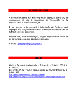 Avertissement Liens