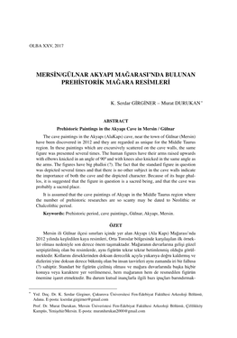 Mersin/Gülnar Akyapı Mağarası'nda Bulunan Prehistorik Mağara Resimleri