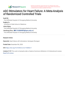 Sgc Stimulators for Heart Failure: a Meta-Analysis of Randomized Controlled Trials