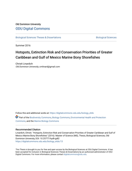 Hotspots, Extinction Risk and Conservation Priorities of Greater Caribbean and Gulf of Mexico Marine Bony Shorefishes