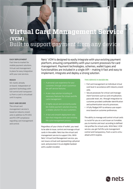 Virtual Card Management Service (VCM) Built to Support Payment from Any Device