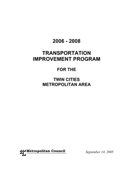 2008 Transportation Improvement Program for the Twin Cities Metropolitan Area