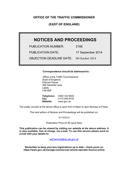 Notices and Proceedings 17 September 2014