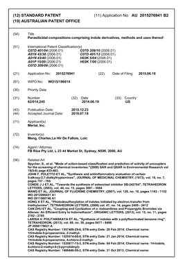 (12) STANDARD PATENT (11) Application No. AU 2015276941 B2 (19) AUSTRALIAN PATENT OFFICE