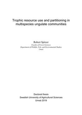 Trophic Resource Use and Partitioning in Multispecies Ungulate Communities