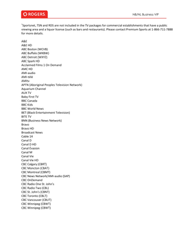 Sportsnet, TSN and RDS Are Not Included in the TV