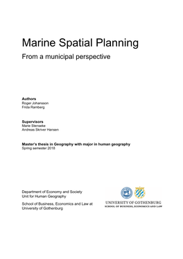 Marine Spatial Planning from a Municipal Perspective