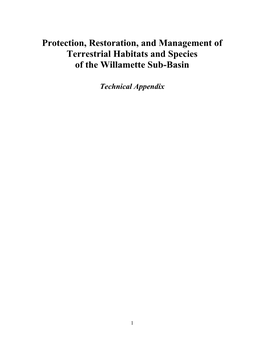 Restoration Objectives and Strategies for Terrestrial Habitats and Species of the Willamette Sub-Basin