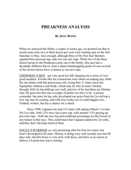 Preakness Analysis