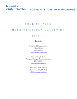 Tourism Plan – Merritt/Nicola Valley - Page 1