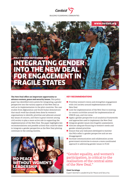 Integrating Gender Into the New Deal for Engagement in Fragile States