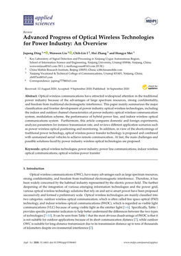 Advanced Progress of Optical Wireless Technologies for Power Industry: an Overview