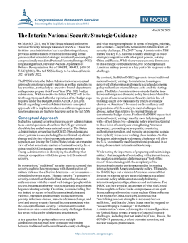 The Interim National Security Strategic Guidance