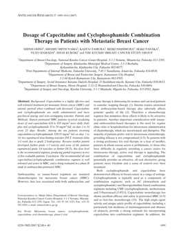 Dosage of Capecitabine and Cyclophosphamide Combination Therapy in Patients with Metastatic Breast Cancer