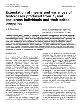 Expectation of Means and Variances of Backcross Individuals and Their