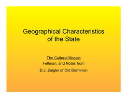 Geographical Characteristics of the State