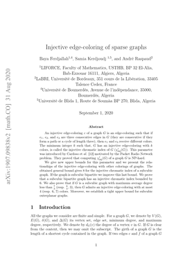 31 Aug 2020 Injective Edge-Coloring of Sparse Graphs