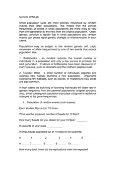 Genetic Drift Lab