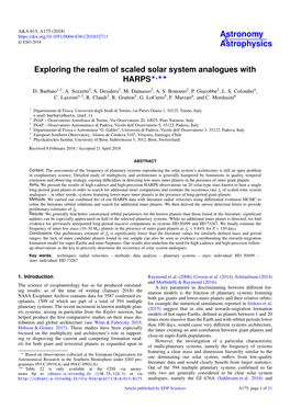 Exploring the Realm of Scaled Solar System Analogues with HARPS?,?? D