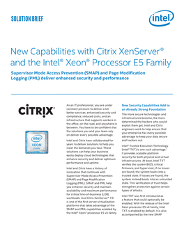 Cloud Security with Citrix Xenserver and Intel Xeon E5