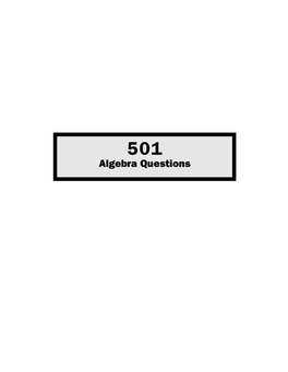 501 Algebra Questions 2Nd Edition