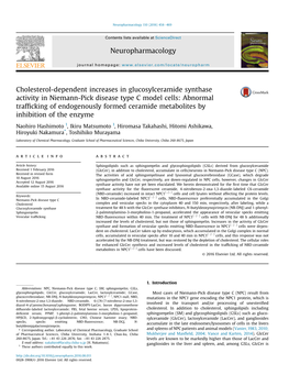 Cholesterol-Dependent Increases in Glucosylceramide