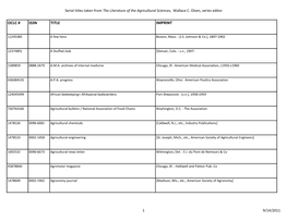 Oclc # Issn Title Imprint