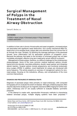 Surgical Management of Polyps in the Treatment of Nasal Airway