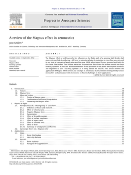 A Review of the Magnus Effect in Aeronautics