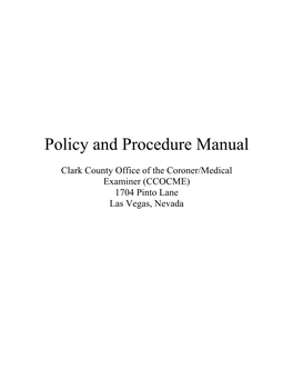 Policy and Procedure Manual