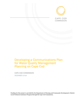 Developing a Communications Plan for Water Quality Management Planning on Cape Cod