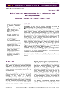 IJBCP International Journal of Basic & Clinical Pharmacology Role Of