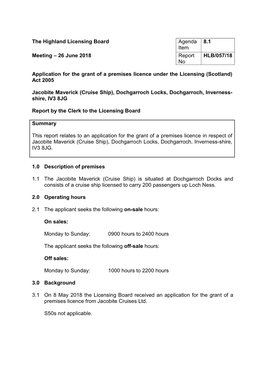 Item Meeting – 26 June 2018 Report HLB/057/18 No