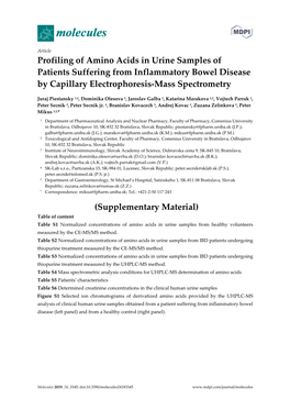 Profiling of Amino Acids in Urine Samples of Patients Suffering from Inflammatory Bowel Disease by Capillary Electrophoresis-Mass Spectrometry