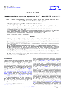 Detection of Extragalactic Argonium, Arh+, Toward PKS 1830−211⋆