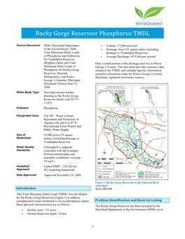 Rocky Gorge Reservoir Phosphorus TMDL