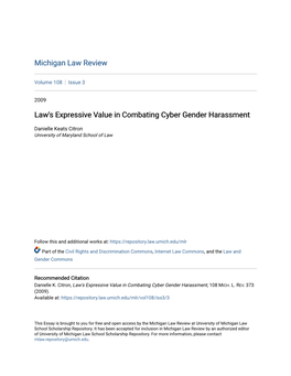 Law's Expressive Value in Combating Cyber Gender Harassment