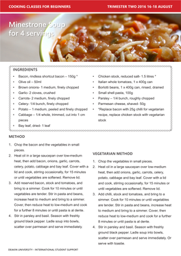 Minestrone Soup for 4 Servings