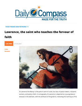 Lawrence, the Saint Who Teaches the Fervour of Faith