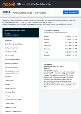 S44 Bus Time Schedule & Line Route