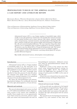 Adenomatoid Tumour of the Adrenal Gland: a Case Report and Literature Review