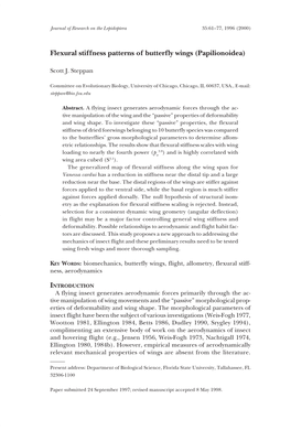 Flexural Stiffness Patterns of Butterfly Wings (Papilionoidea)