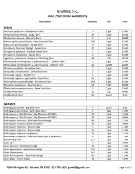 Growild, Inc. June 2020 Retail Availability