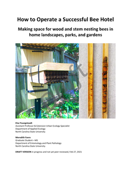 How to Operate a Successful Bee Hotel