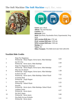 The Soft Machine the Soft Machine Mp3, Flac, Wma