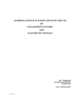 Avoiding Conflicts with Clients by the Use of Engagement Letters and Waivers of Conflict