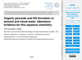 Organic Peroxide and OH Formation in Aerosol and Cloud Water