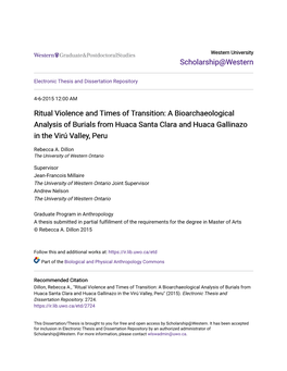 A Bioarchaeological Analysis of Burials from Huaca Santa Clara and Huaca Gallinazo in the Virú Valley, Peru