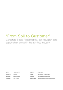 'From Soil to Customer'