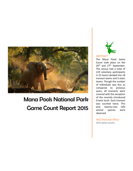 Mana Pools National Park Game Count Report 2015